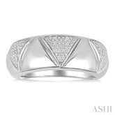 1/10 Ctw Bold Straight and Inverted Chevron Round Cut Diamond Wide Fashion Band in Sterling Silver